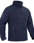 Men's Fleece Jacket Windproof Full Zip Outdoor Coat with Multiple Pockets