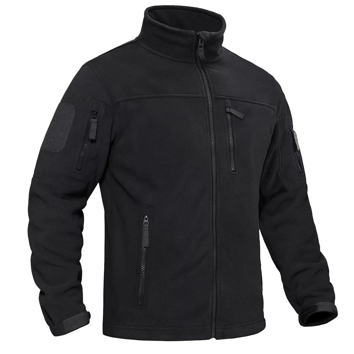 Men's Fleece Jacket Windproof Full Zip Outdoor Coat with Multiple Pockets