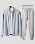 Men's Knitwear Set Merino Wool Full-Zip Cardigan and Jogger Pants