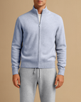 Men's Knitwear Set Merino Wool Full-Zip Cardigan and Jogger Pants