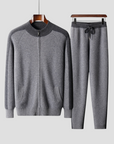 Men's Knitwear Set Wool Blend Zip-Up Jacket and Trousers