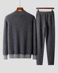 Men's Knitwear Set Wool Blend Zip-Up Jacket and Trousers