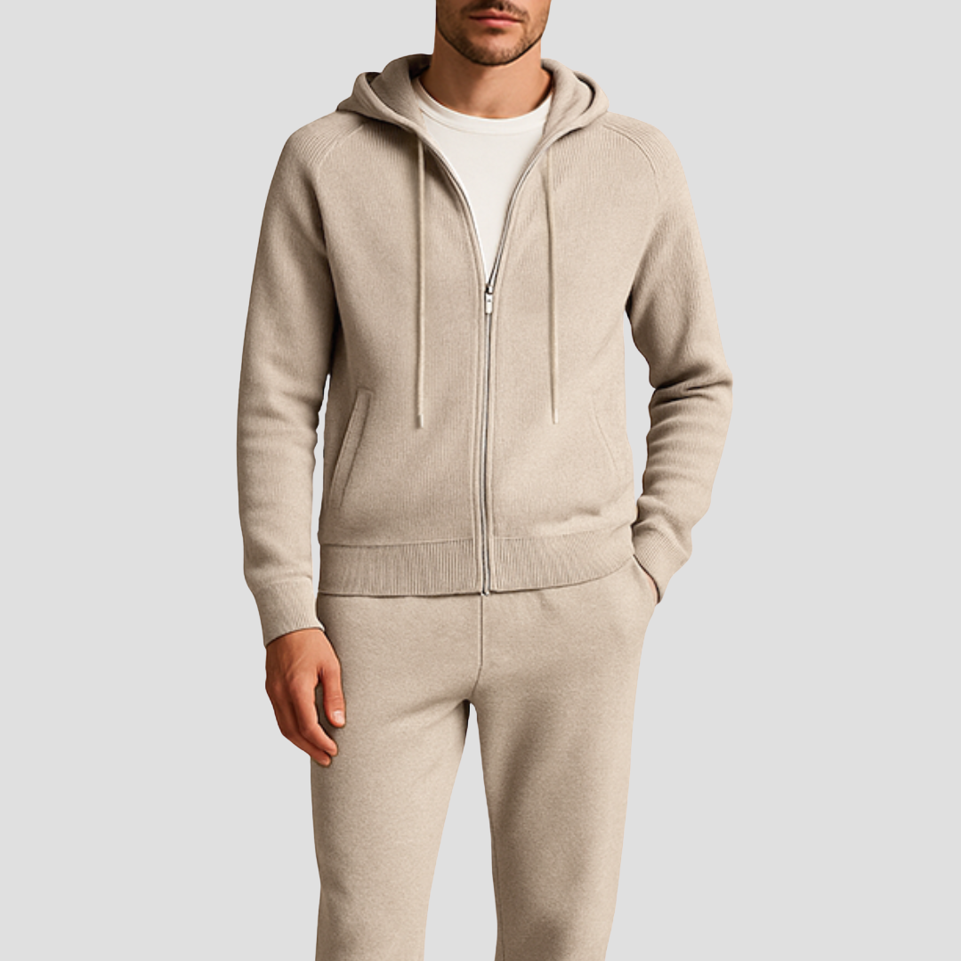 Men's Loungewear Set Wool Zipped Hoodie Jogger Pants 0