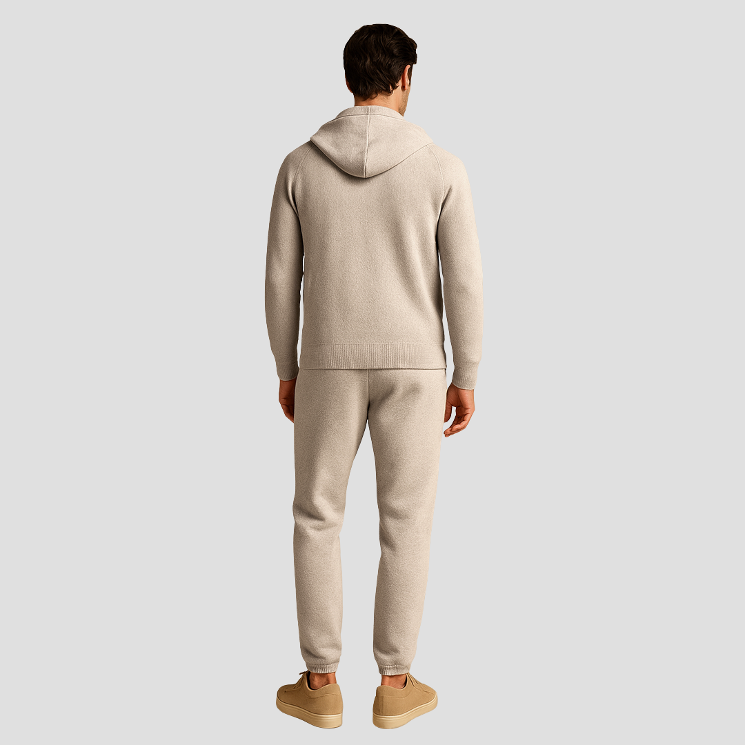 Men's Loungewear Set Wool Zipped Hoodie Jogger Pants 3