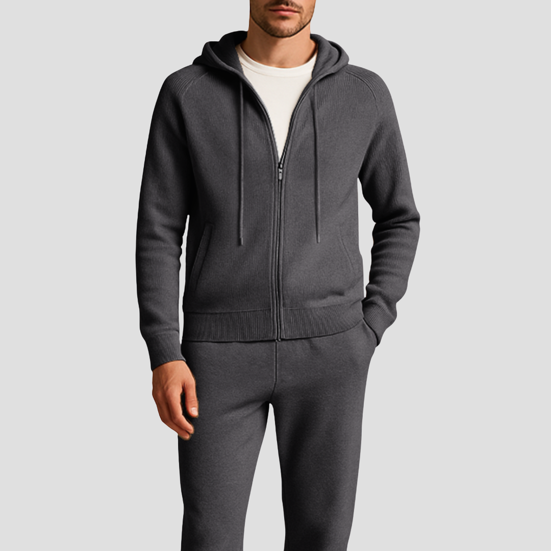 Men's Loungewear Set Wool Zipped Hoodie Jogger Pants 6