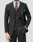 Men's Slim Suit Blended Fabric Three-Piece with Coordinated Vest 0
