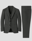 Men's Slim Suit Blended Fabric Three-Piece with Coordinated Vest 1