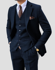 Men's Slim Suit Blended Fabric Three-Piece with Coordinated Vest 4