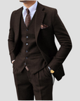 Men's Slim Suit Blended Fabric Three-Piece with Coordinated Vest 5