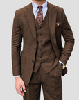 Men's Slim Suit Blended Fabric Three-Piece with Coordinated Vest 6
