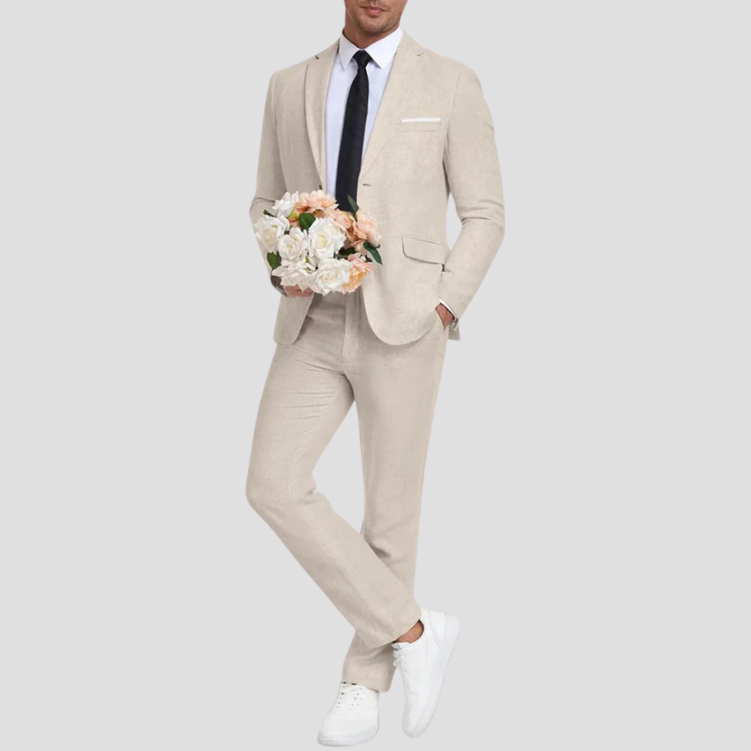 Men's Suit Two Piece Slim Fit Lightweight Fabric for Weddings and Formal Events