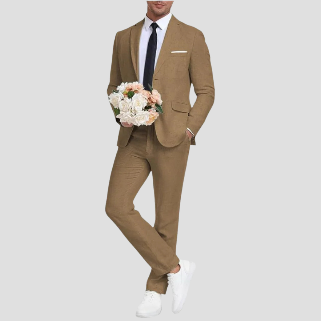 Men's Suit Two Piece Slim Fit Lightweight Fabric for Weddings and Formal Events