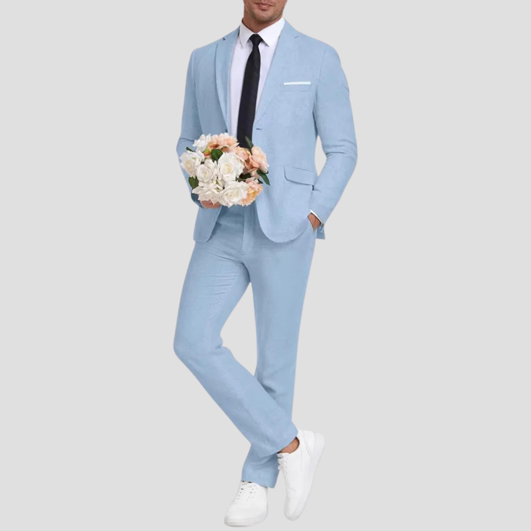 Men's Suit Two Piece Slim Fit Lightweight Fabric for Weddings and Formal Events