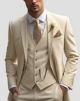 Men's Three-Piece Suit Tailored Slim Fit Blend for Weddings and Groomsmen