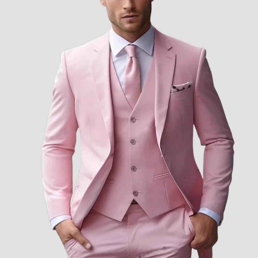Men's Three-Piece Suit Tailored Slim Fit Blend for Weddings and Groomsmen