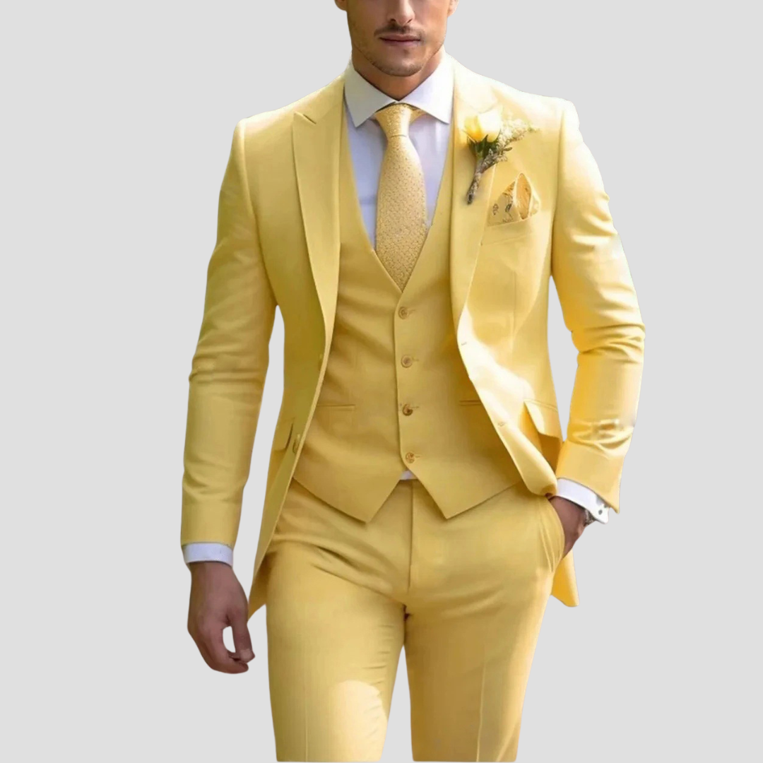 Men's Three-Piece Suit Tailored Slim Fit Blend for Weddings and Groomsmen
