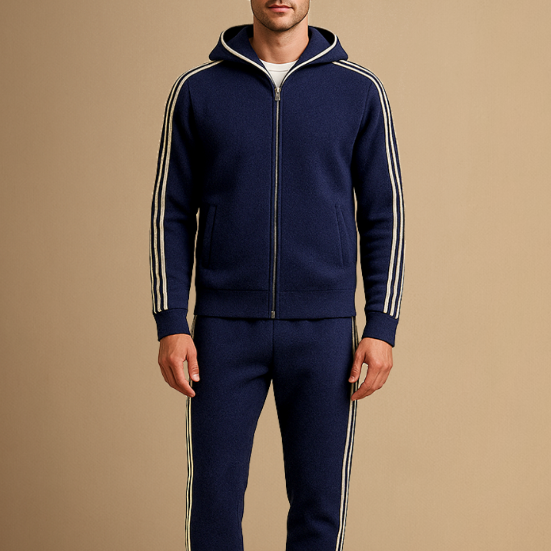 Men's Tracksuit Merino Wool Zip-Up Hoodie and Joggers Set