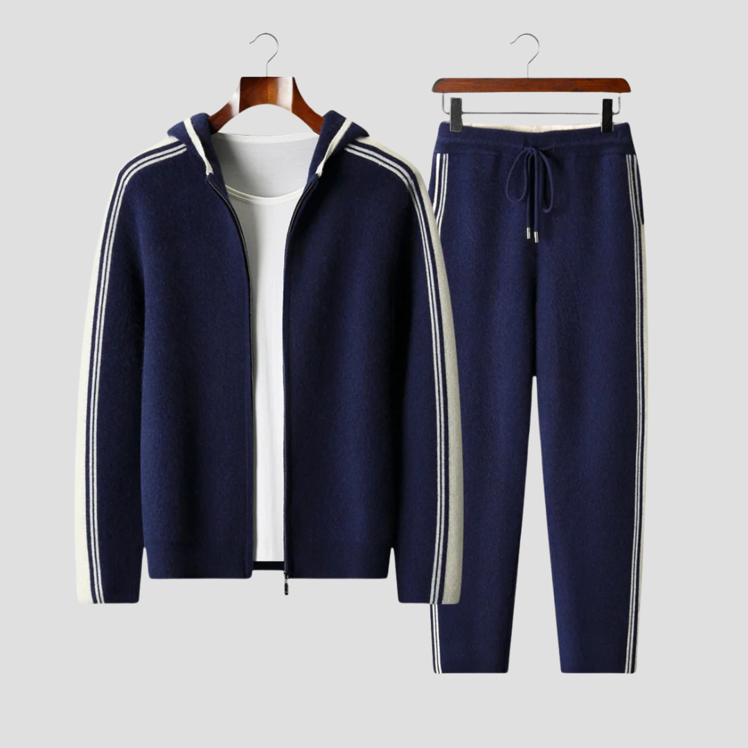 Men's Tracksuit Merino Wool Zip-Up Hoodie and Joggers Set