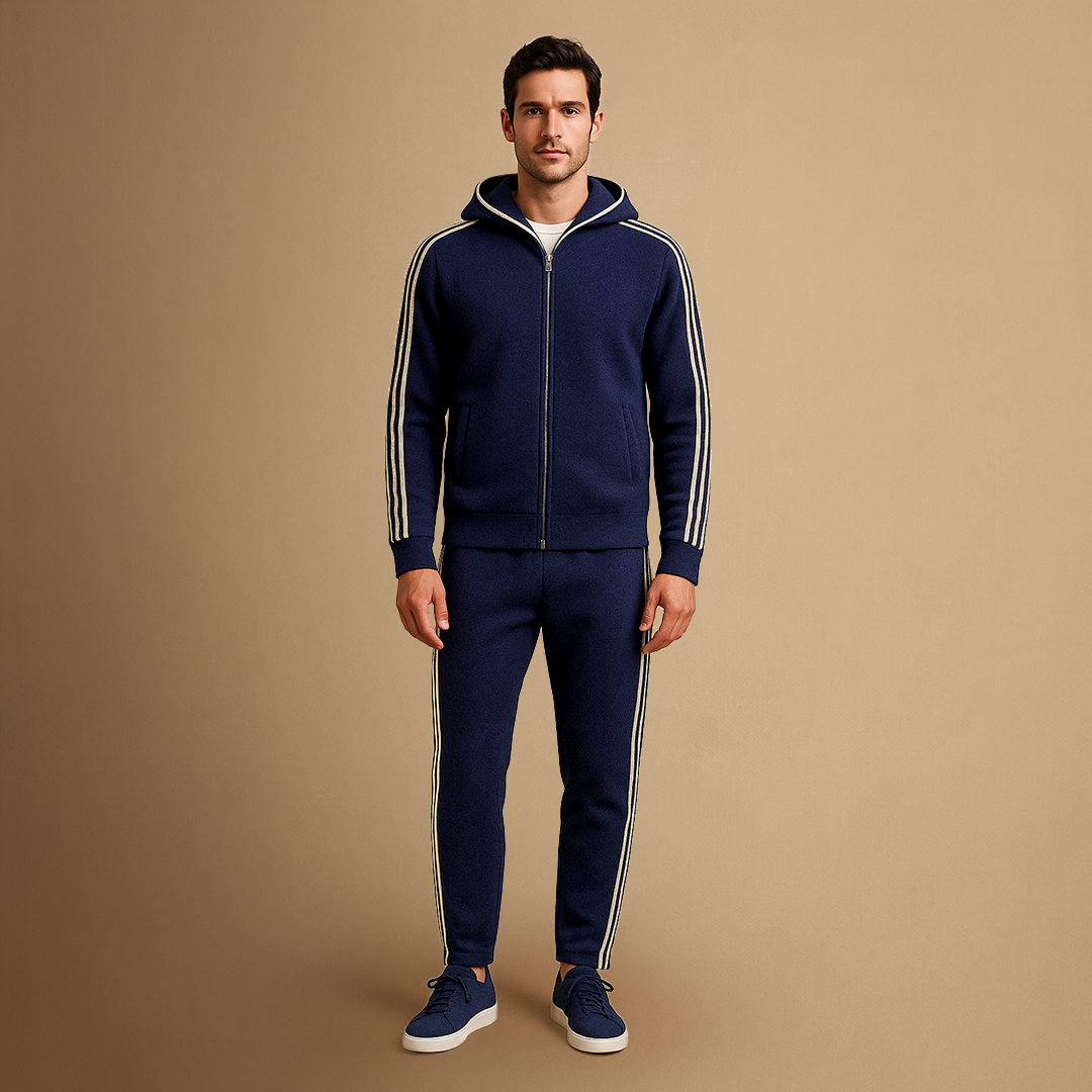 Men's Tracksuit Merino Wool Zip-Up Hoodie and Joggers Set