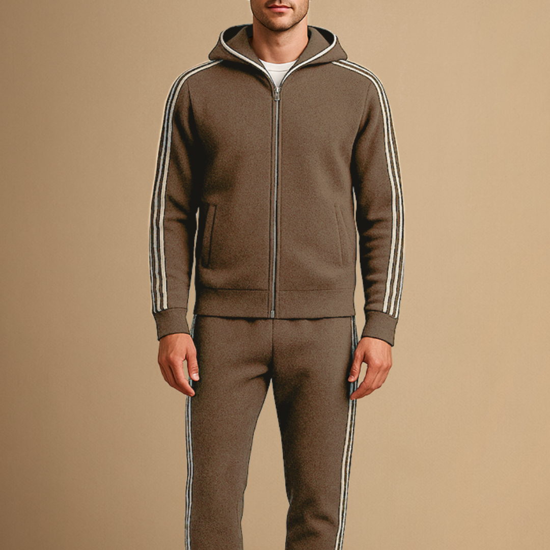 Men's Tracksuit Merino Wool Zip-Up Hoodie and Joggers Set