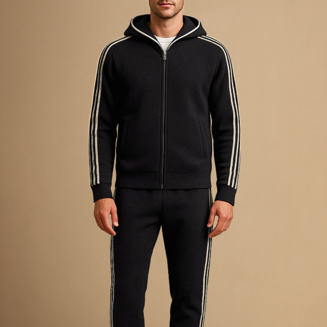 Men's Tracksuit Merino Wool Zip-Up Hoodie and Joggers Set