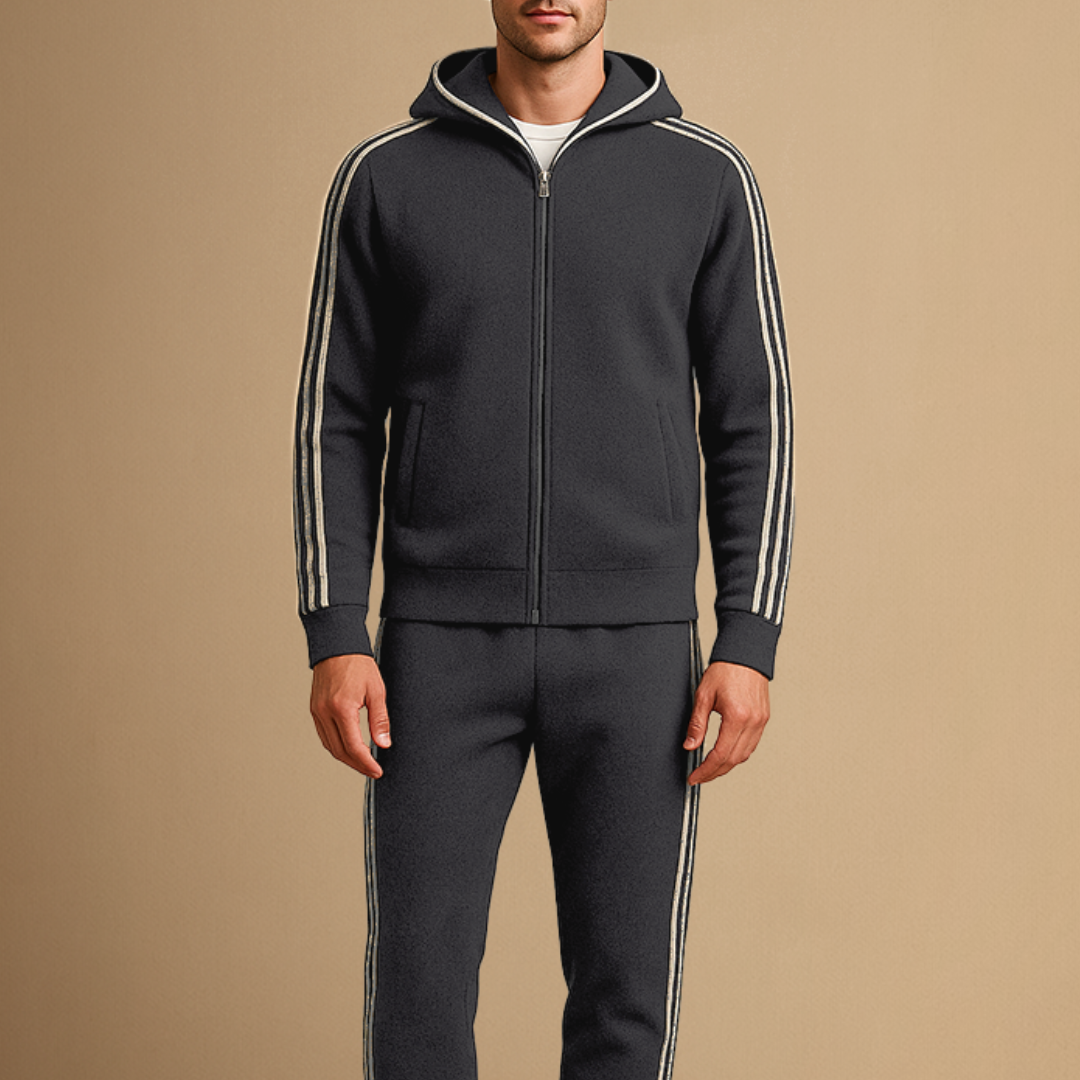 Men's Tracksuit Merino Wool Zip-Up Hoodie and Joggers Set