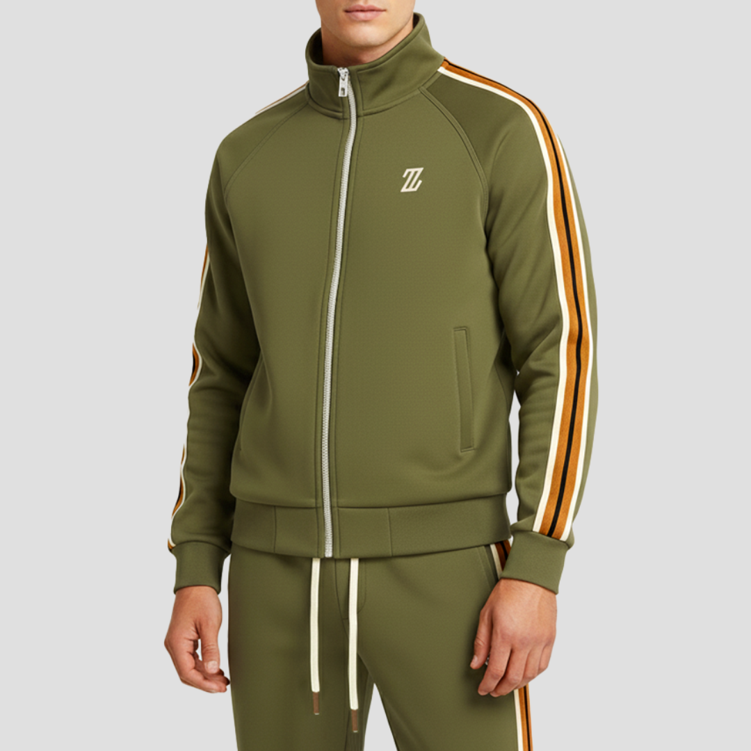 Men's Tracksuit Set Breathable Fabric Striped Design 0