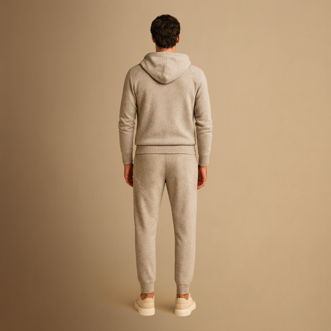 Men's Tracksuit Set Knit Zip-Up Hoodie and Jogger Pants