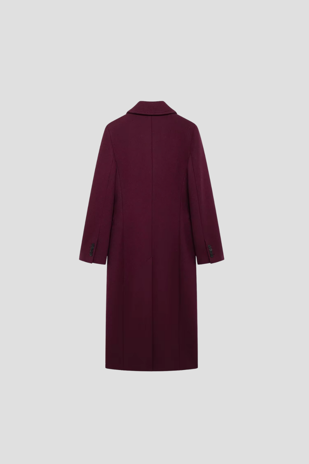 Women's Wool Coat Double Breasted Long Sleeve Burgundy