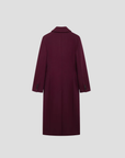 Women's Wool Coat Double Breasted Long Sleeve Burgundy