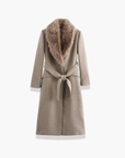 Women's Winter Coat Faux Fur Collar Belted Single Breasted