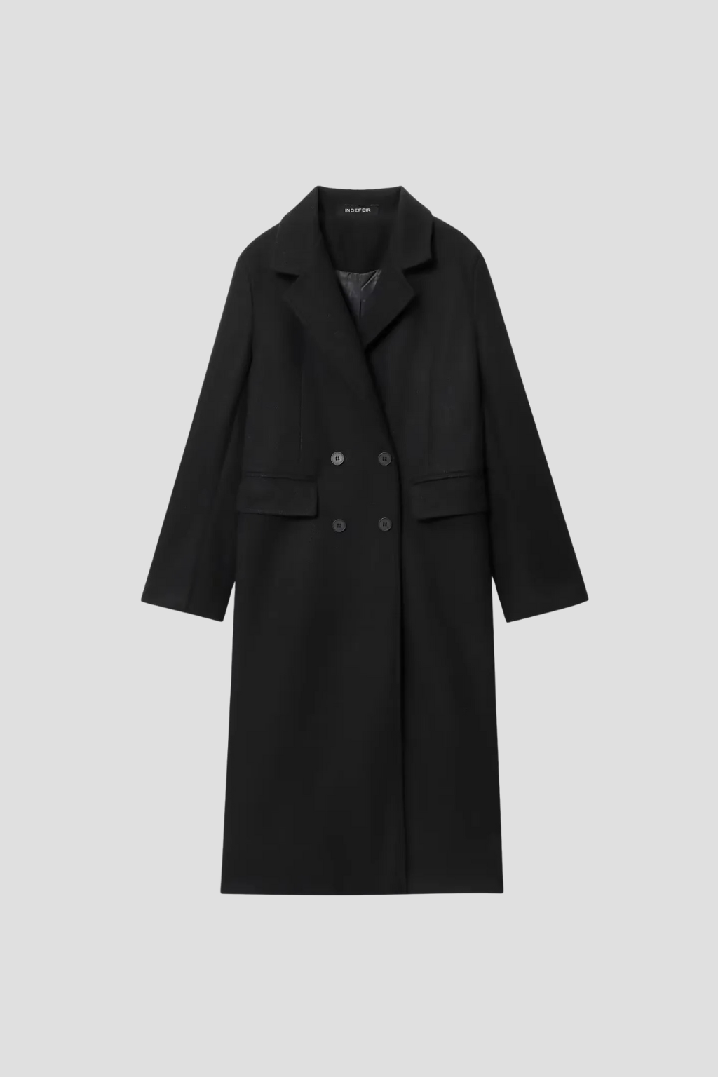 Women's Wool Coat Double Breasted Long Sleeve Burgundy