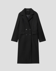 Women's Wool Coat Double Breasted Long Sleeve Burgundy