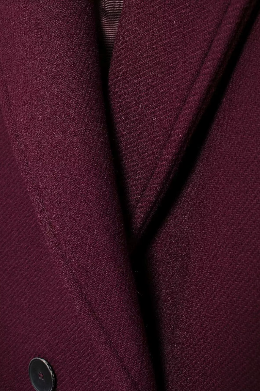 Women's Wool Coat Double Breasted Long Sleeve Burgundy