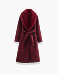 Women's Winter Coat Faux Fur Collar Belted Single Breasted