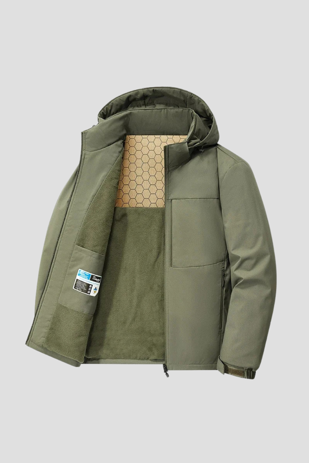 Men's Fleece Jacket Waterproof Windproof Detachable Hood