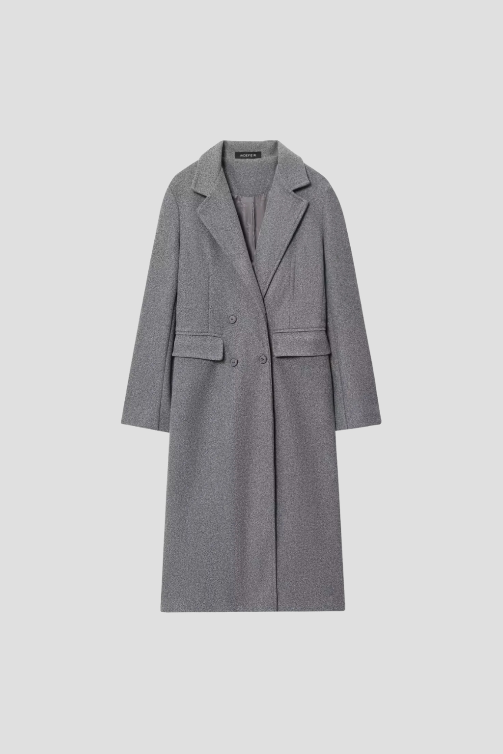 Women's Wool Coat Double Breasted Long Sleeve Burgundy