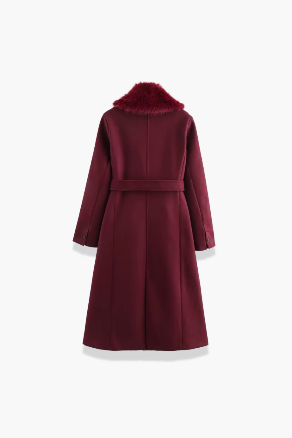 Women's Winter Coat Faux Fur Collar Belted Single Breasted