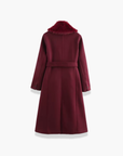 Women's Winter Coat Faux Fur Collar Belted Single Breasted