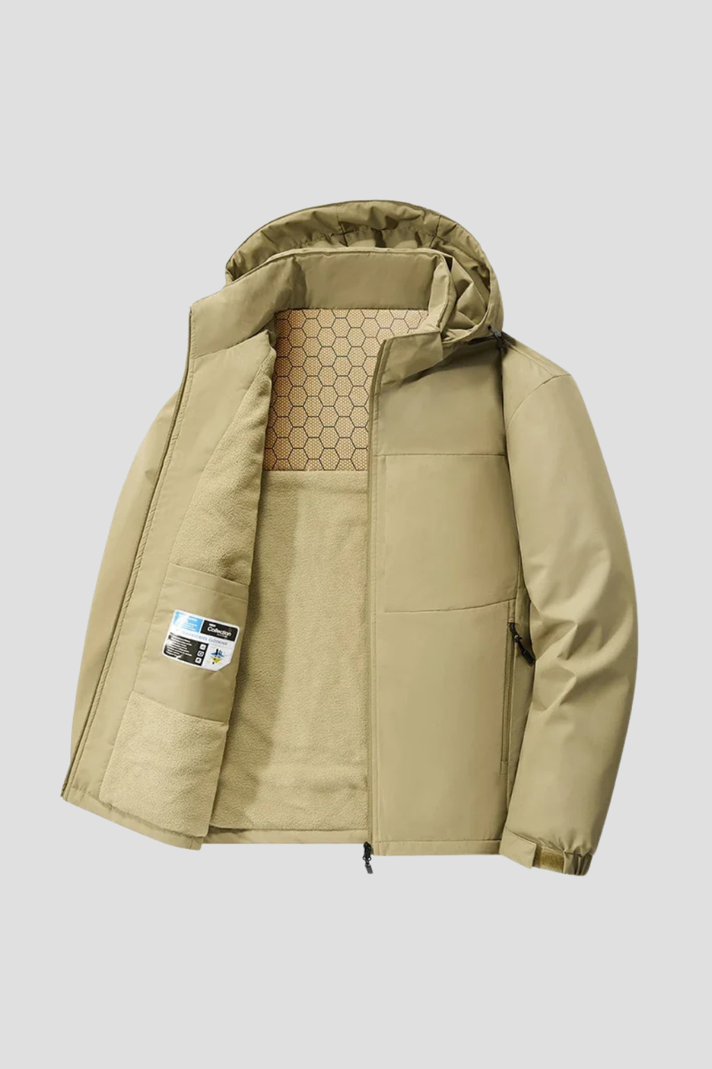 Men's Fleece Jacket Waterproof Windproof Detachable Hood