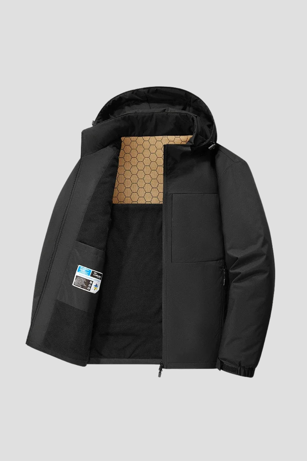 Men's Fleece Jacket Waterproof Windproof Detachable Hood