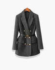 Women's Winter Coat Acrylic Double-Breasted Herringbone
