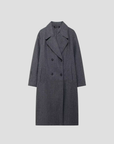 Women's Wool Coat Long Double Breasted Flip Collar