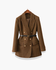 Women's Winter Coat Acrylic Double-Breasted Herringbone