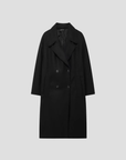 Women's Wool Coat Long Double Breasted Flip Collar