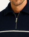 Men's Sweater Striped Lightweight Cotton Casual Quarter Zip Comfortable and Breathable