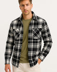 Mens Quilted Jacket Lightweight Plaid Casual Urban Style 3
