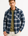 Mens Quilted Jacket Lightweight Plaid Casual Urban Style 4