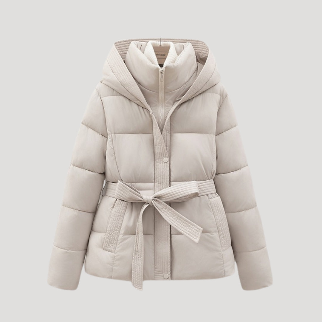 Women's Black Puffer Jacket Synthetic Hooded Winter Coat