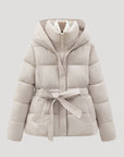 Women's Black Puffer Jacket Synthetic Hooded Winter Coat